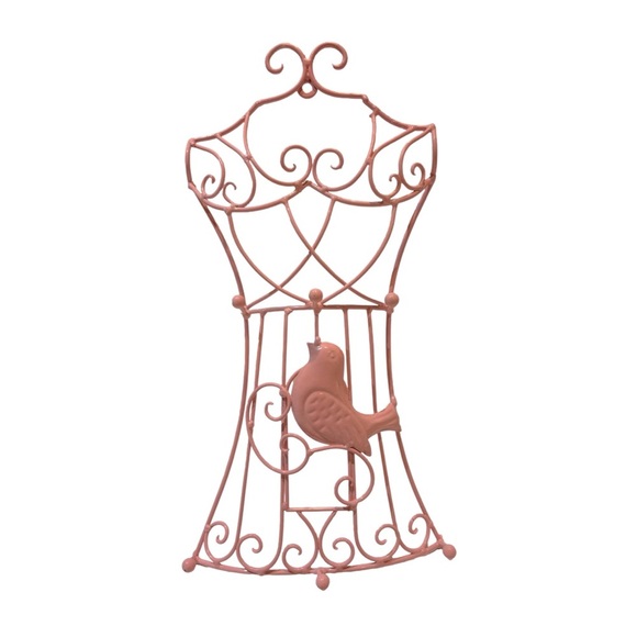Light Pink Metal‎ Dress Hanging Jewelry Holder with Bird - Picture 1 of 2
